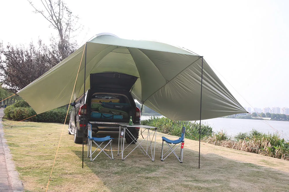 Family Camping Sun Shelter SUV Car Rear Trunk Awning Car Tail Canopy Tent