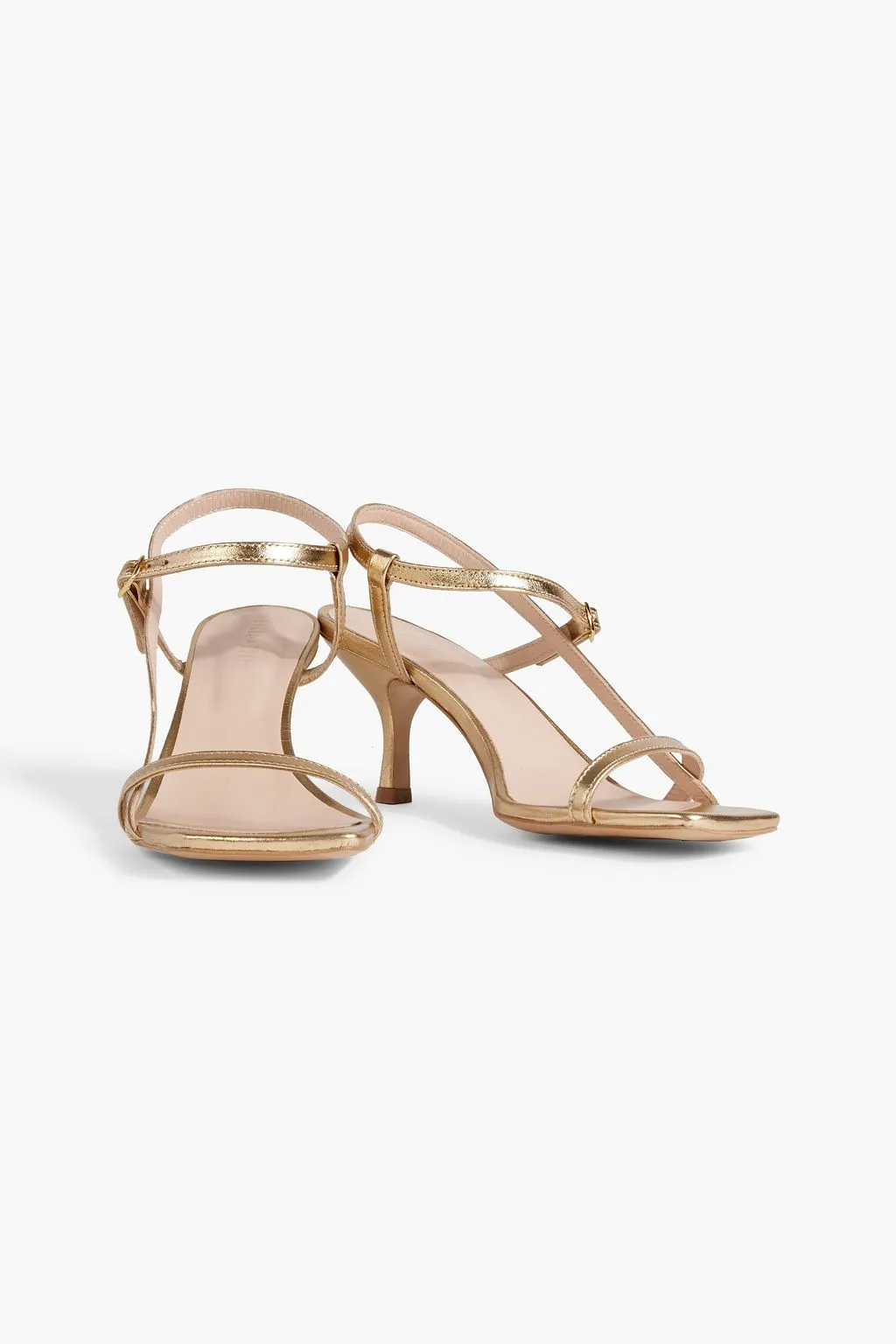 Fatimah Metallic Leather Slideback Sandals IRIS & INK Gold