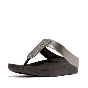 FitFlop Fino Glitterdust Metallic Sandals - Pewter