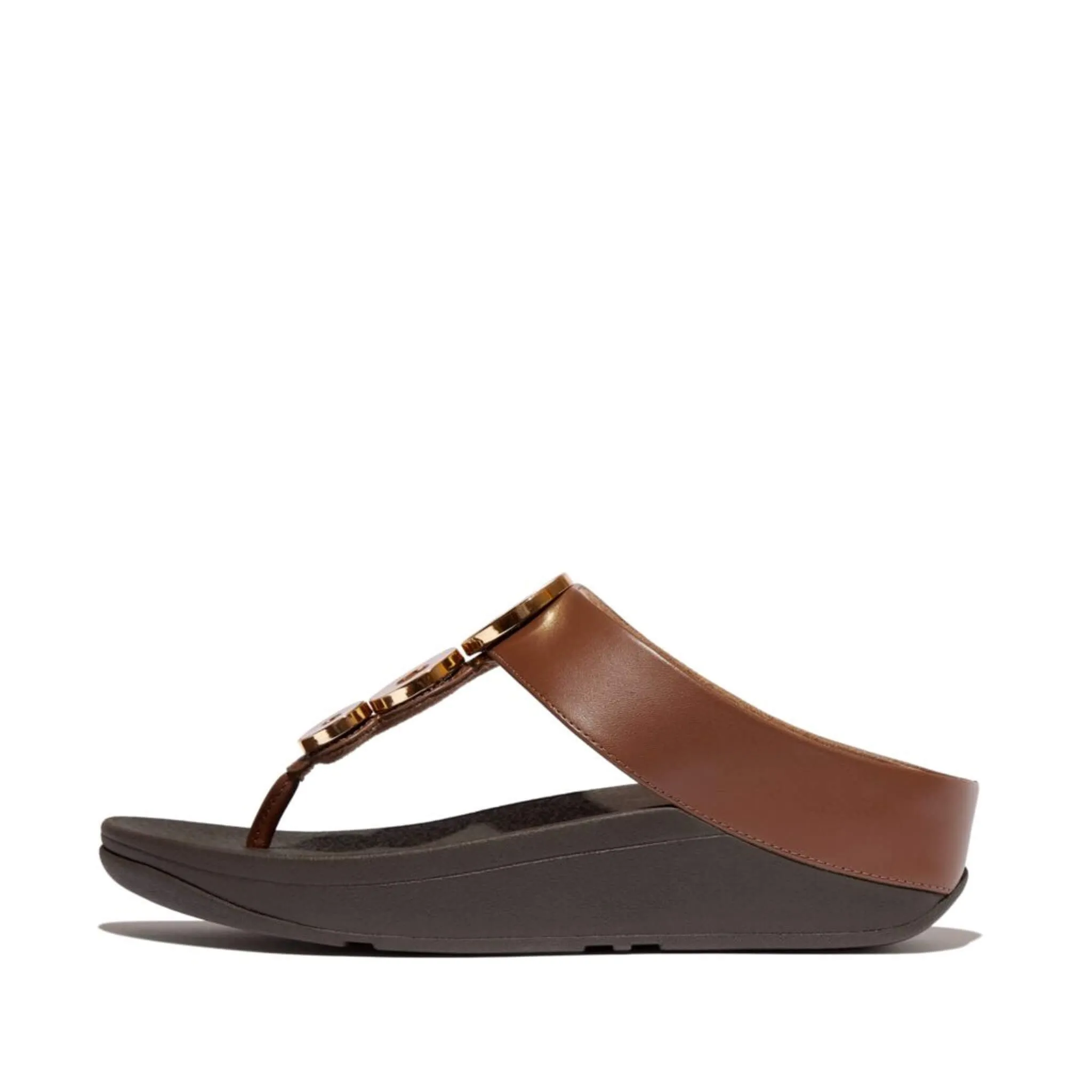 FitFlop Fino Resin Metallic Sandals - Rich Brown