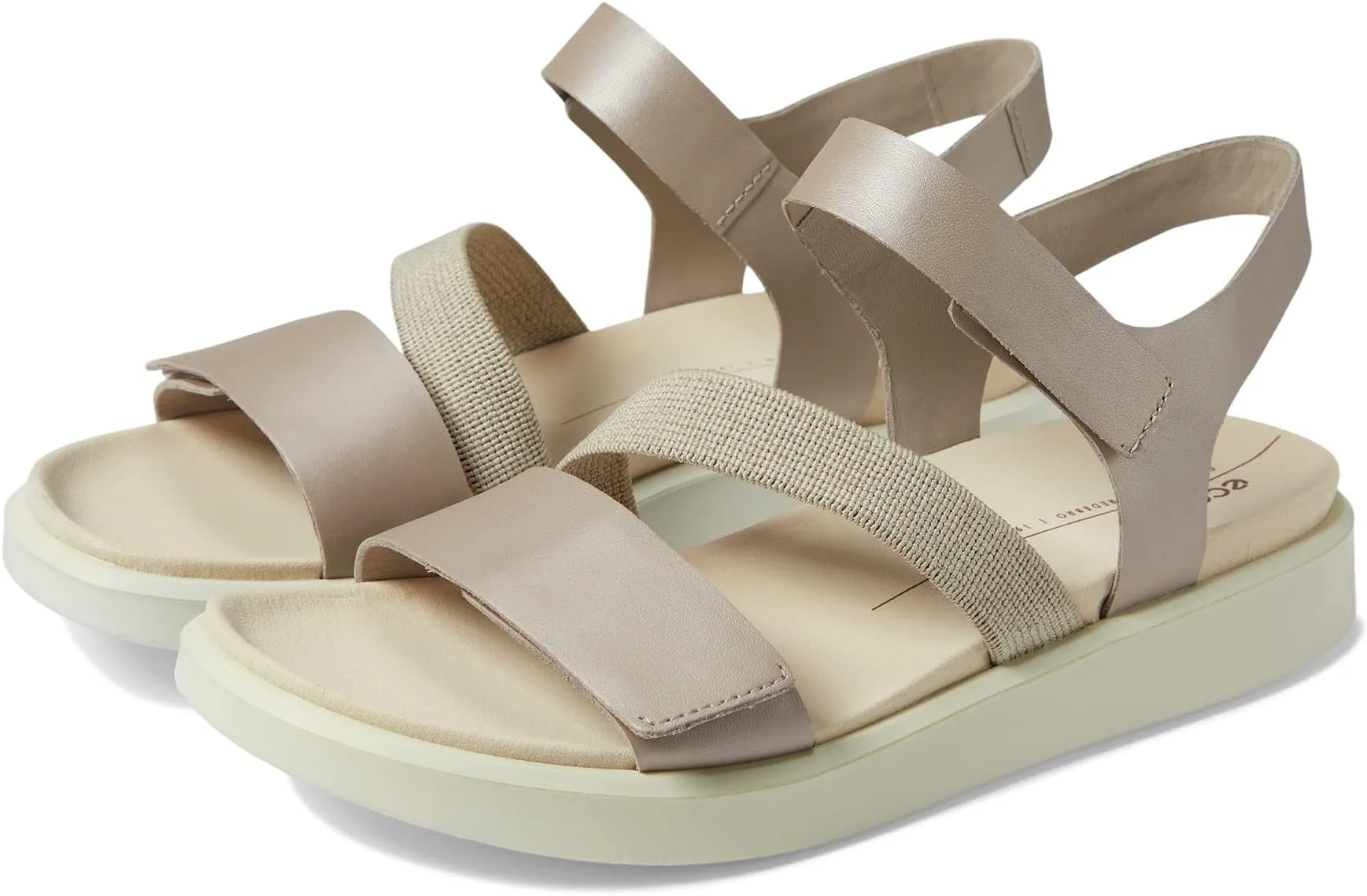 Flowt 2 Band Sandal ECCO Flat Sandal in Gray Rose Metallic