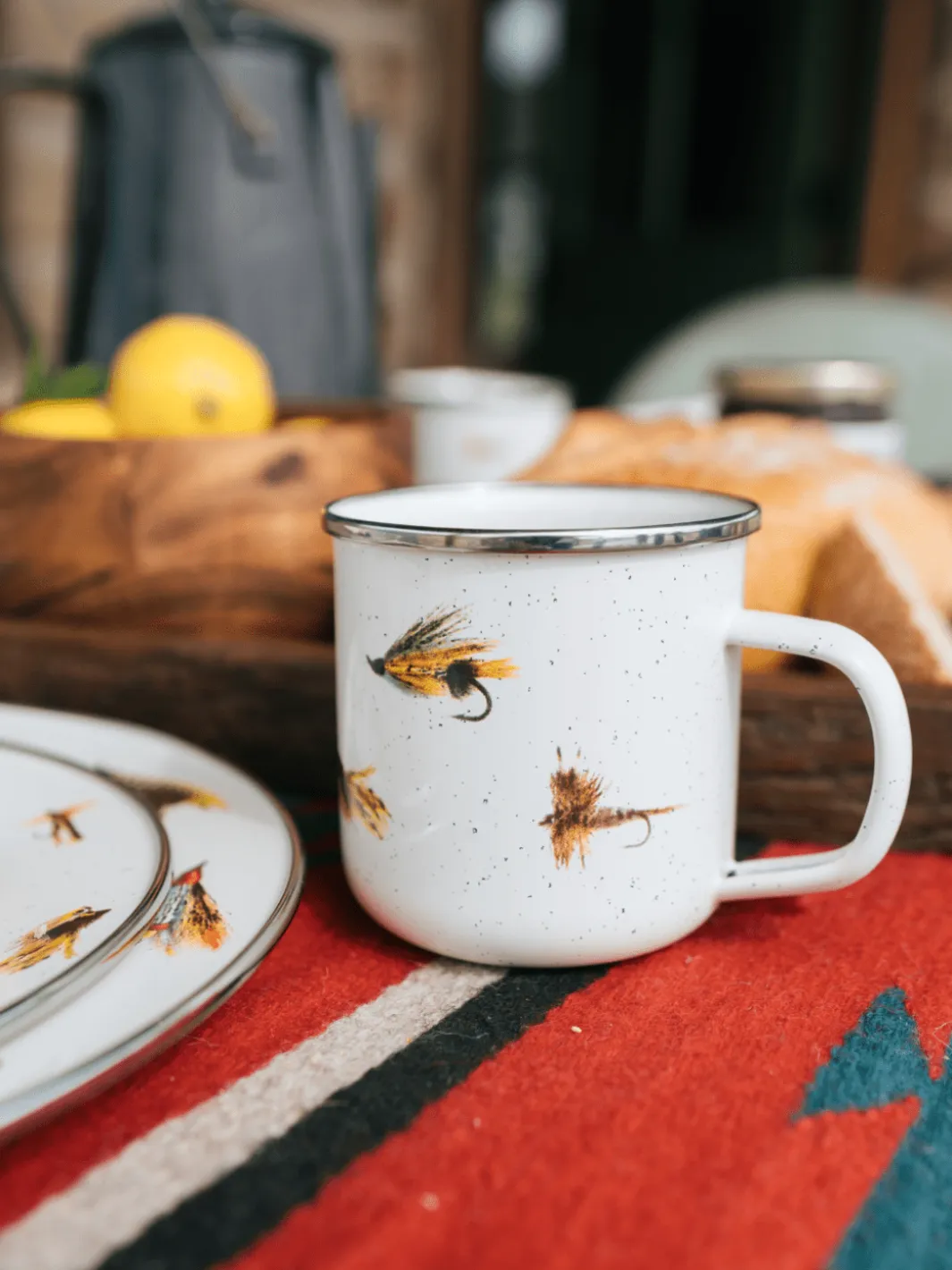 Fly Fishing Enamelware Mug