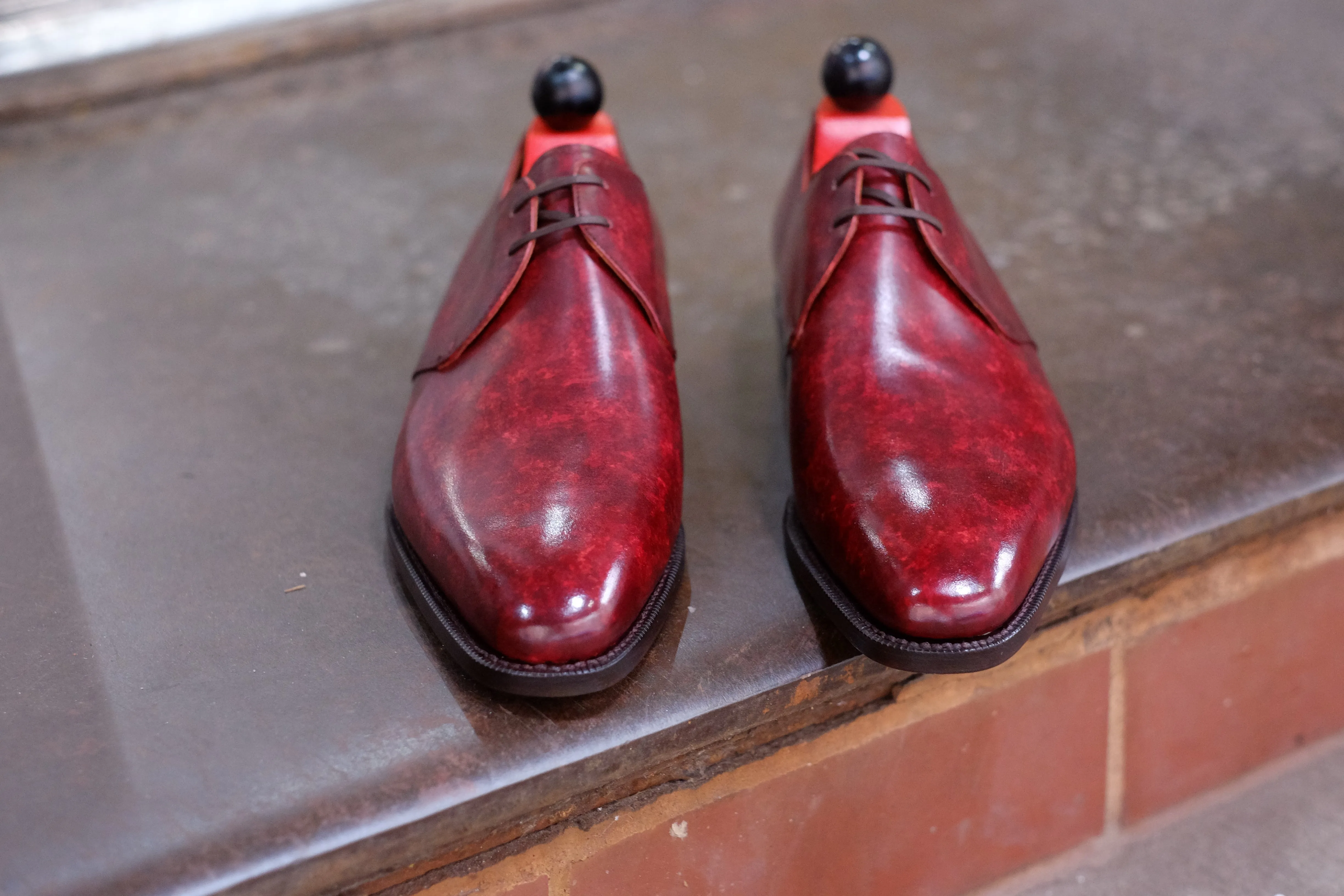 Fremont - MTO - Burgundy Marble Patina - LPB Last - Single Leather Sole