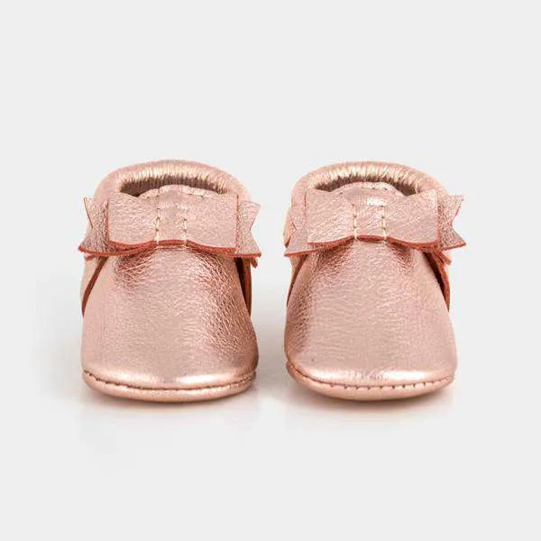 Freshly Picked | Bow Moccs ~ Rose Gold Size 5