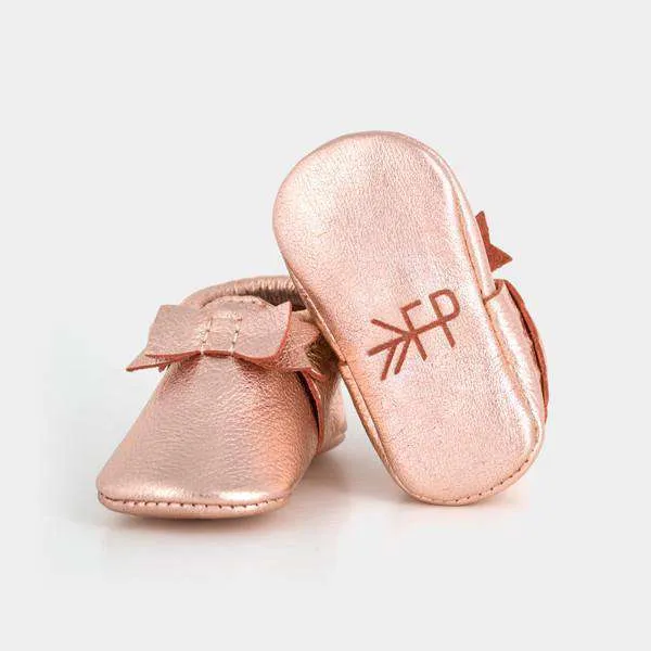 Freshly Picked | Bow Moccs ~ Rose Gold Size 5