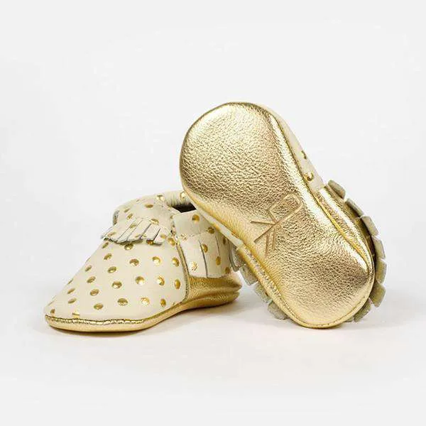 Freshly Picked | Moccs ~  Heirloom in Cream and Gold Size 4