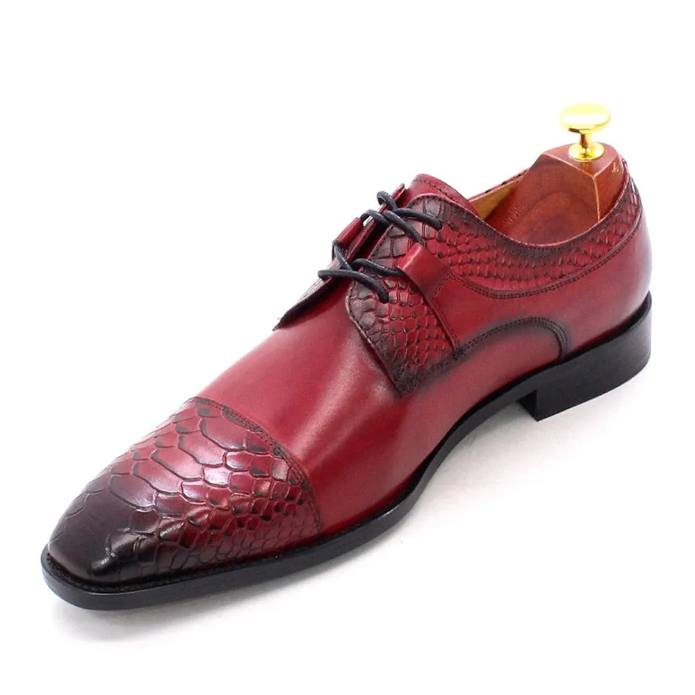 Genuine Leather Red Wedding Derby Shoes