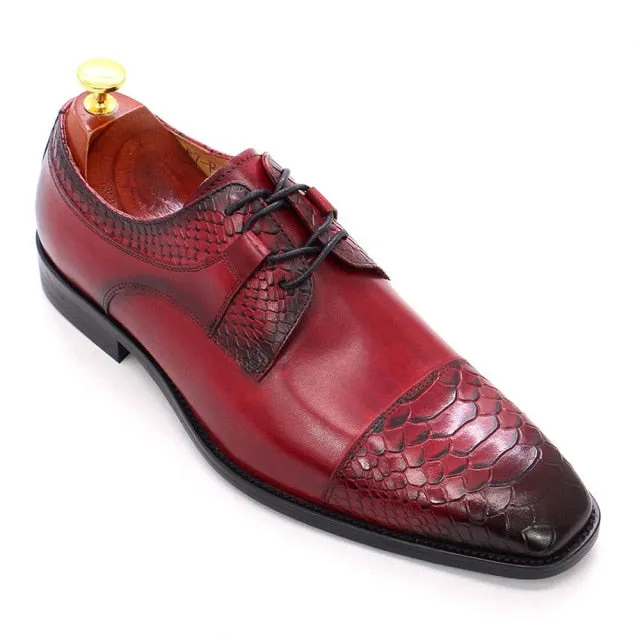 Genuine Leather Red Wedding Derby Shoes