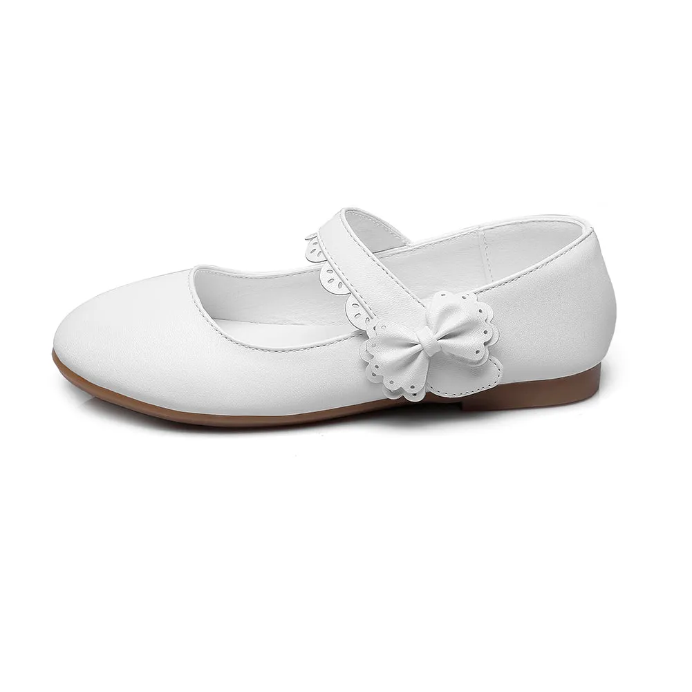 Girls Mary Jane Bow Side Strap Ballerina Flat