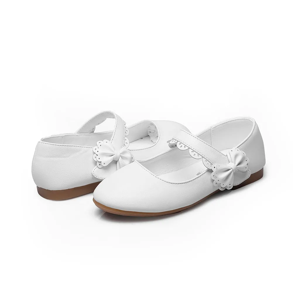 Girls Mary Jane Bow Side Strap Ballerina Flat