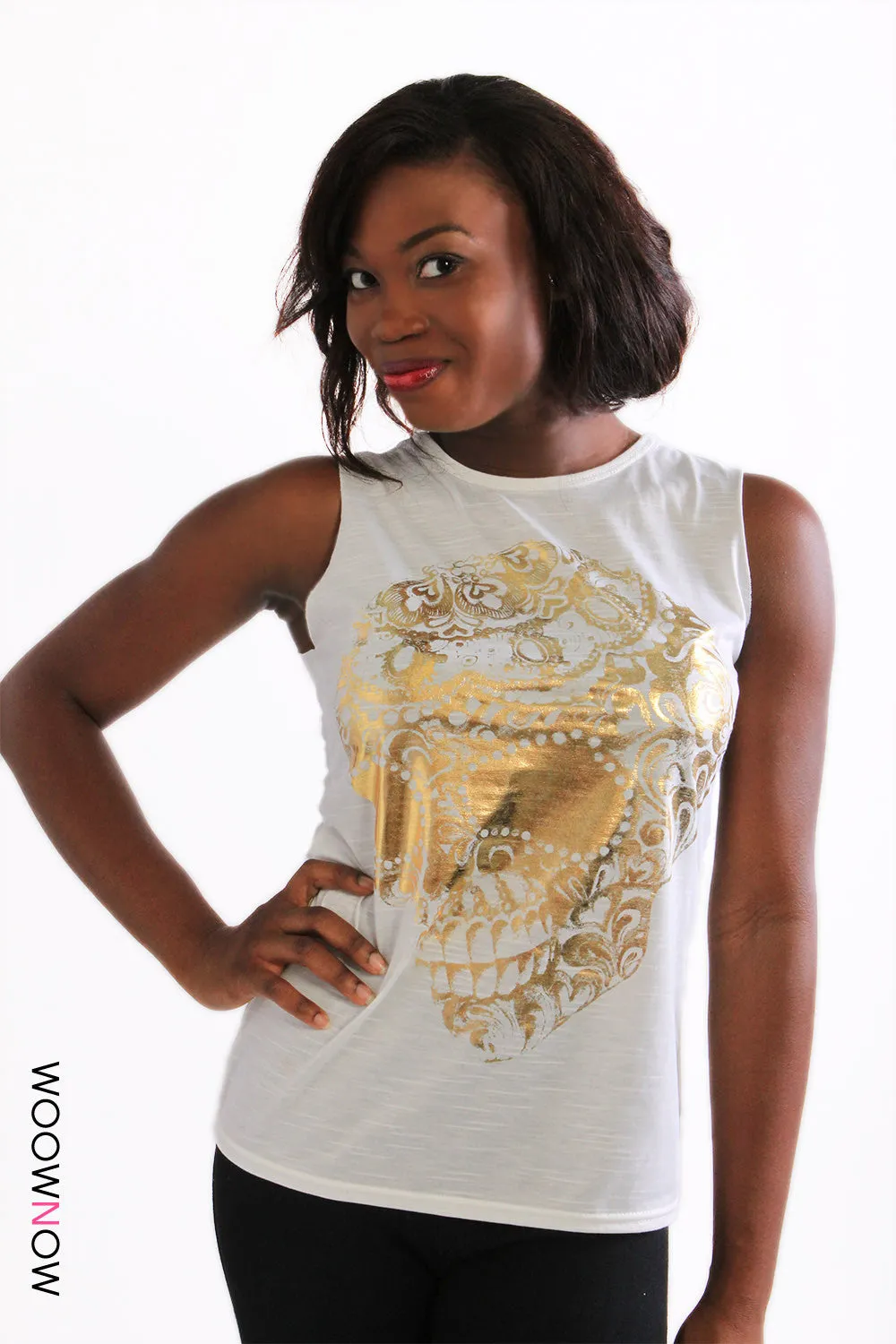 Gold Foil Scull Top