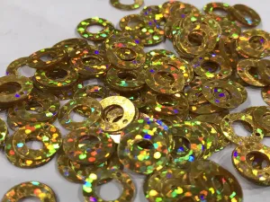 Golden Metallic Circular Ring Plastic Sequins