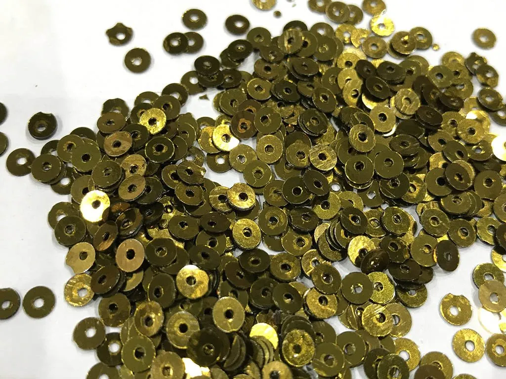 Golden Metallic Lustre Circular Plastic Sequins