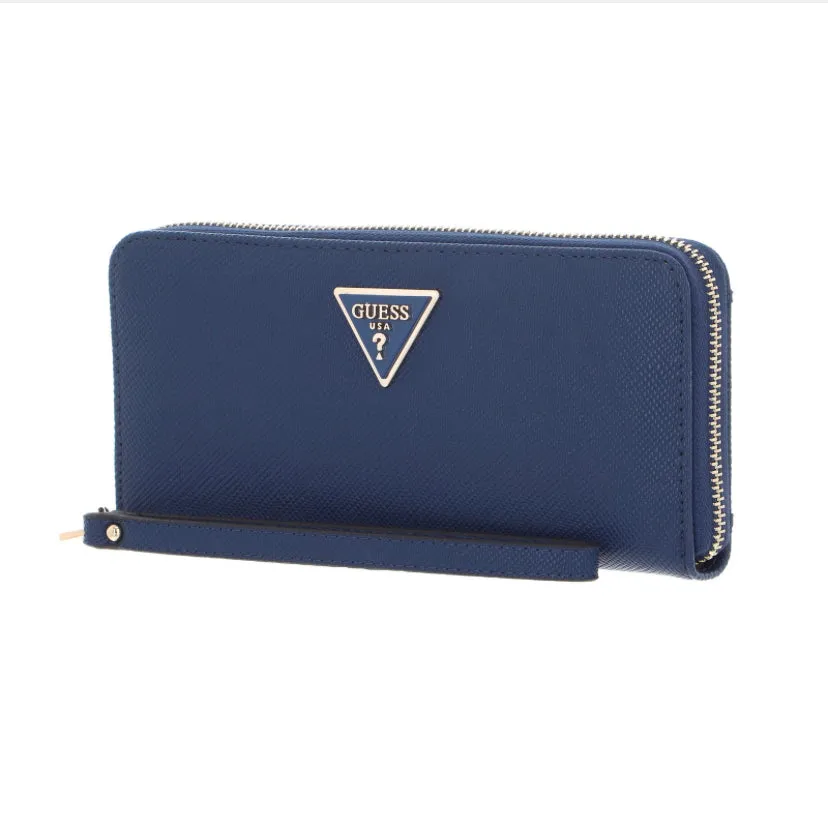 GUESS NAVY LAUREL ZIP AROUND WALLET