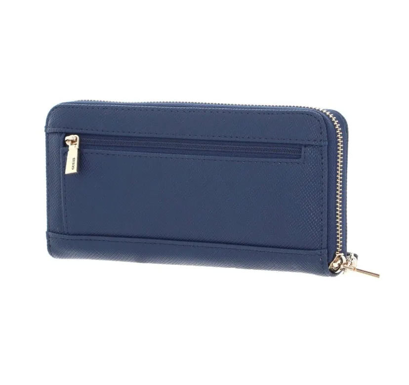 GUESS NAVY LAUREL ZIP AROUND WALLET