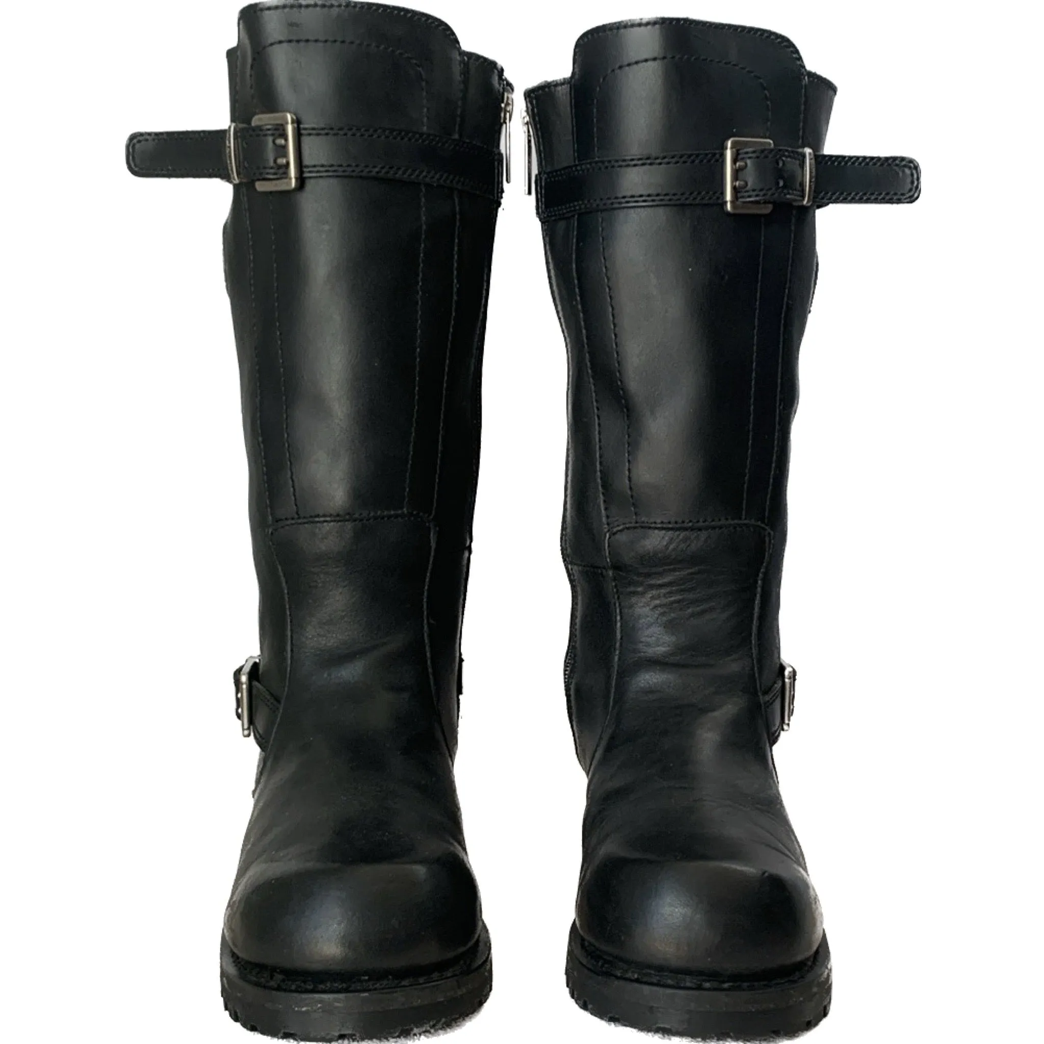 HARLEY-DAVIDSON Vintage Willie G Skull Tall Knee High Black Leather Biker Moto Motorcycle Boots