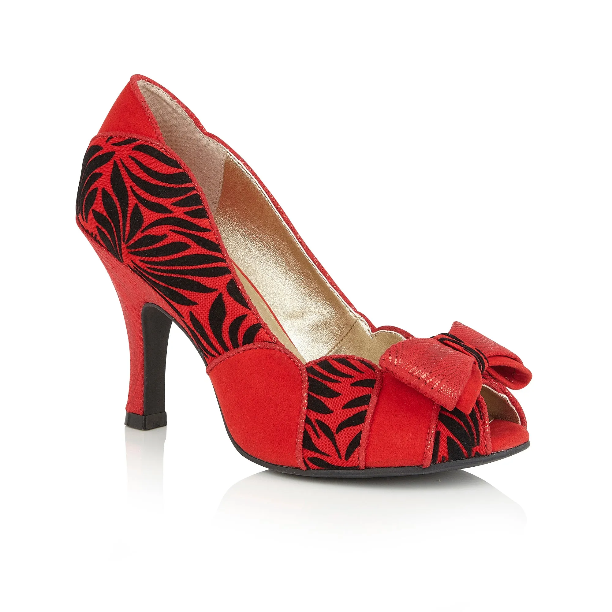 Harper Red Art Deco Peeptoe High Heels by Ruby Shoo