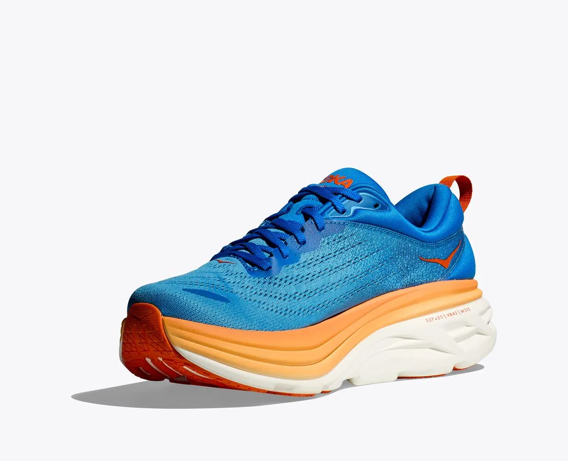 HOKA Men's Bondi 8 Wide - Coastal Sky/Vibrant Orange