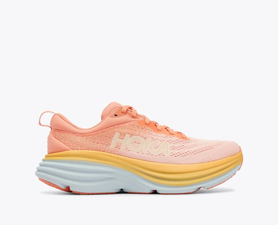 HOKA Women's Bondi 8 - Shell Coral/Peach Parfait