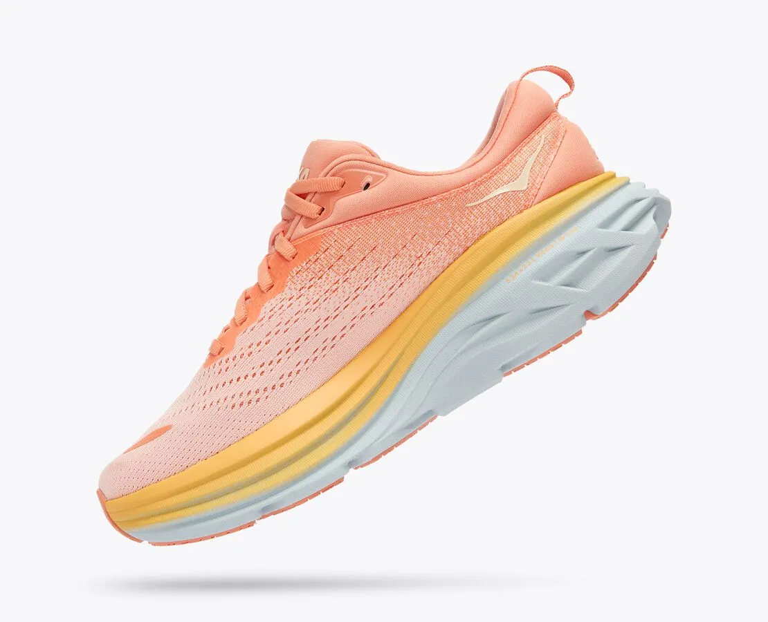 HOKA Women's Bondi 8 - Shell Coral/Peach Parfait