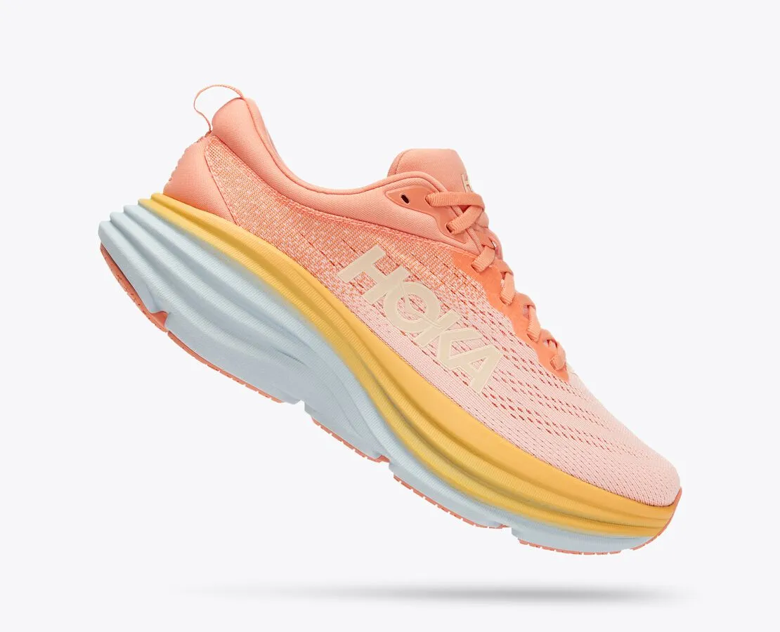 HOKA Women's Bondi 8 - Shell Coral/Peach Parfait