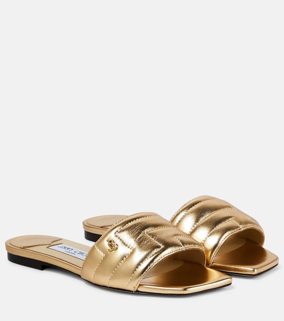 Jimmy Choo Metallic Leather Themis Slides, Gold