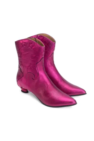 John Fluevog Western Boot Metallic Azalea