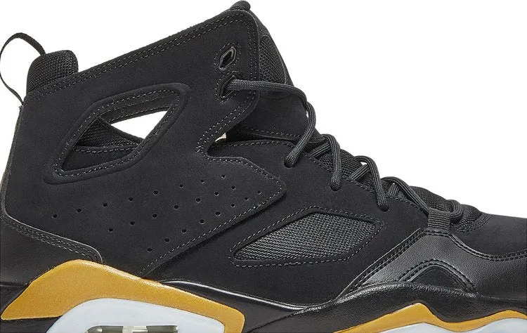 Jordan Flight Club 91 Black Metallic Gold Sneakers, black