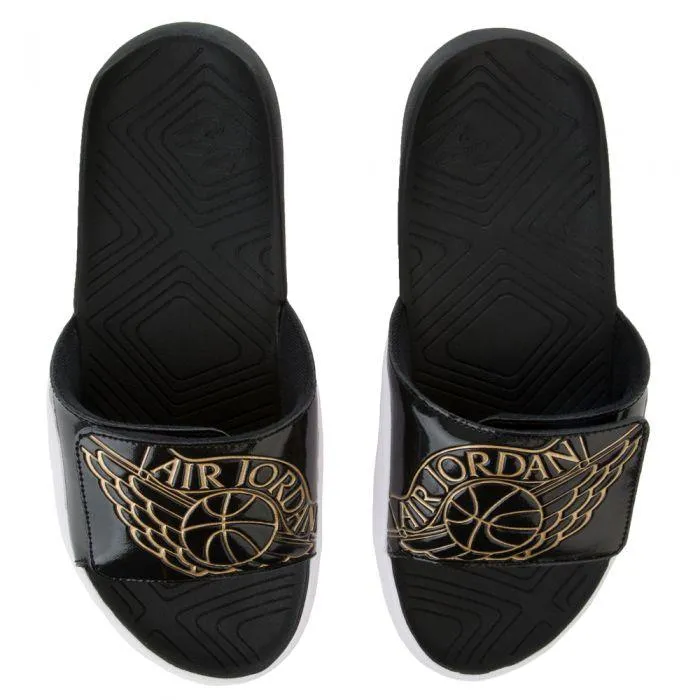 Jordan Hydro 7 Black Metallic Gold White Slippers