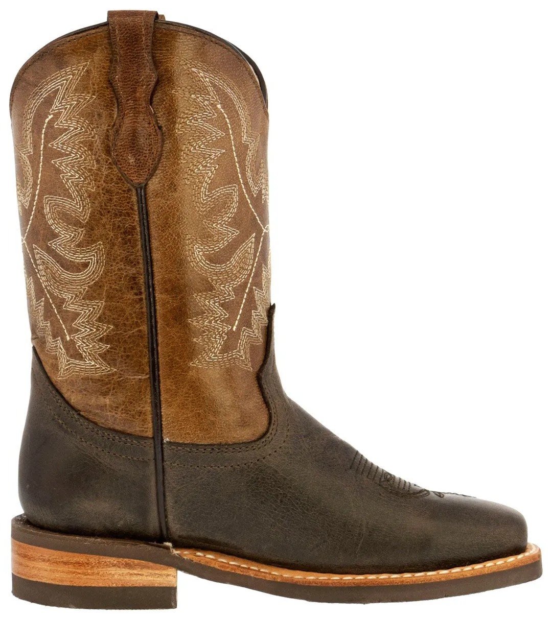 Kids Toddler Western Cowboy Boots Pull On Square Toe Brown - #117