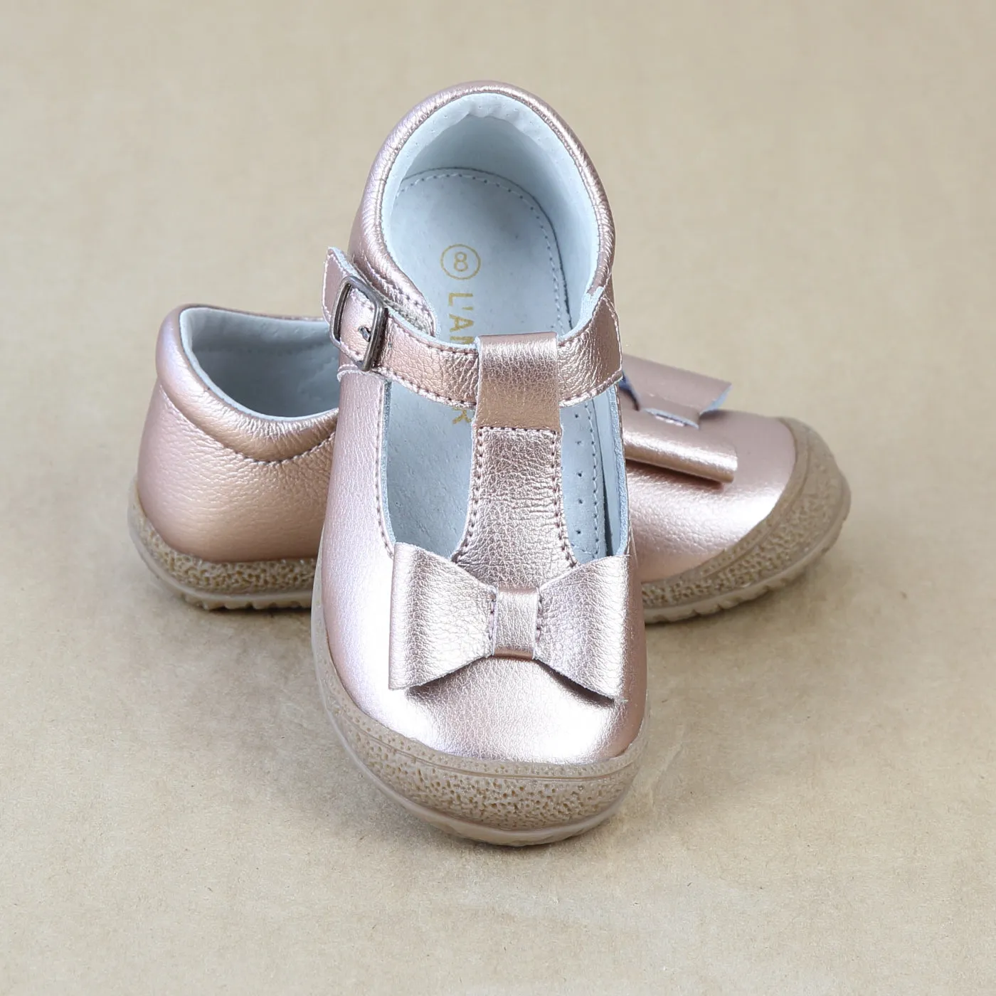 L'Amour Girls Metallic Stitched Bow Mary Jane