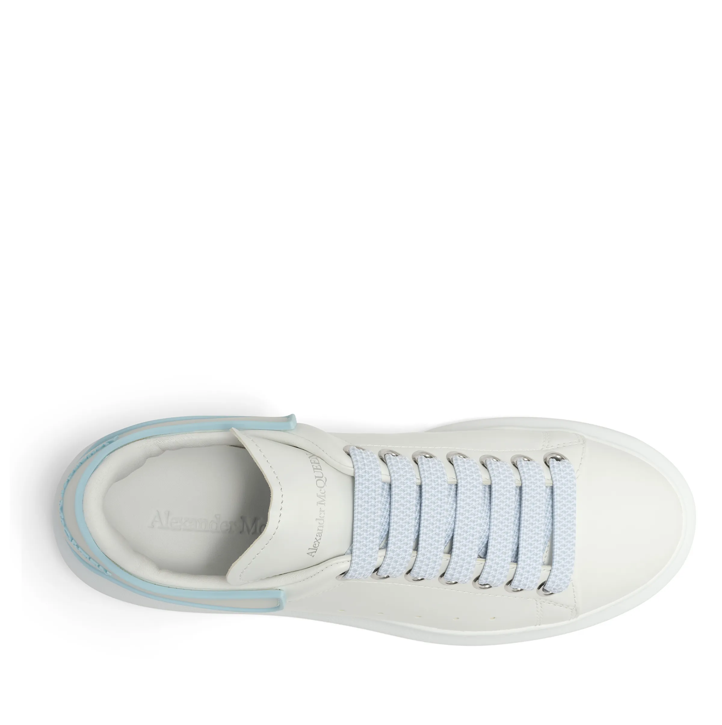 Larry Rubber Heel Sneaker in White/Powder Blue