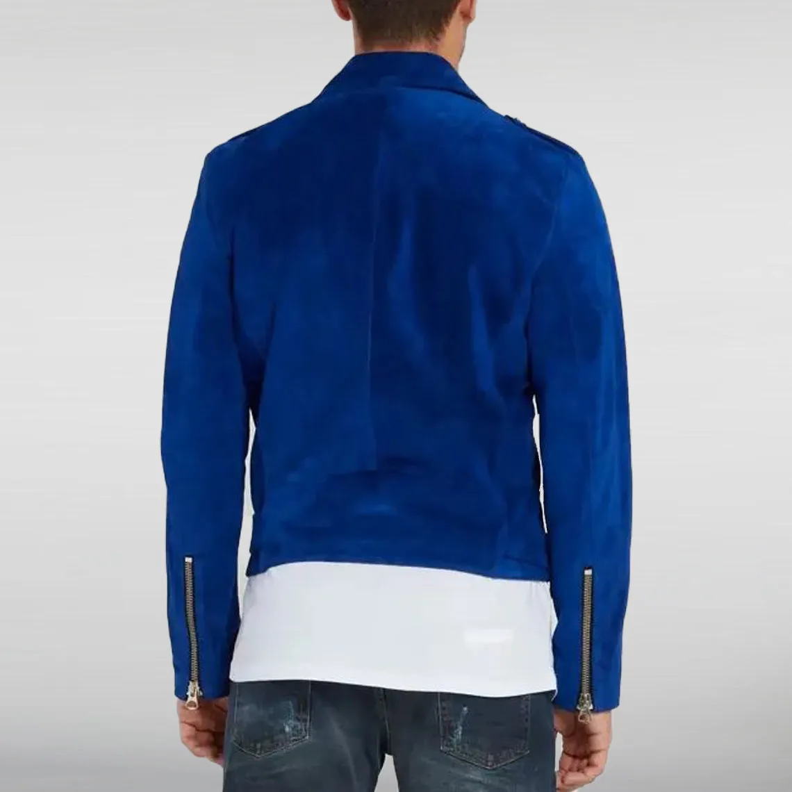 Lee Hayes Suede Biker Blue Jacket