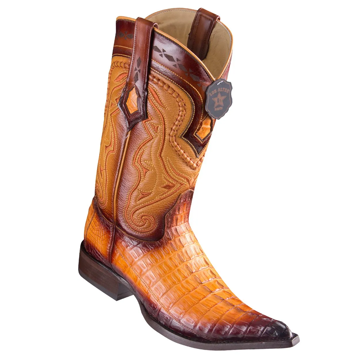 Los Altos Faded Buttercup Caiman Tail Pointed Toe Cowboy Boots