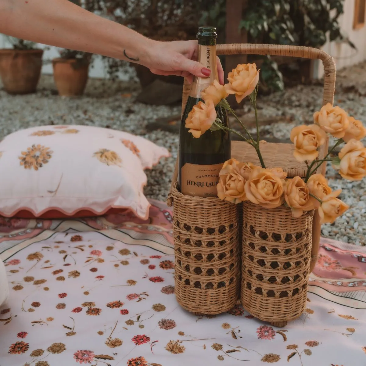 Lovers Woven Picnic Basket