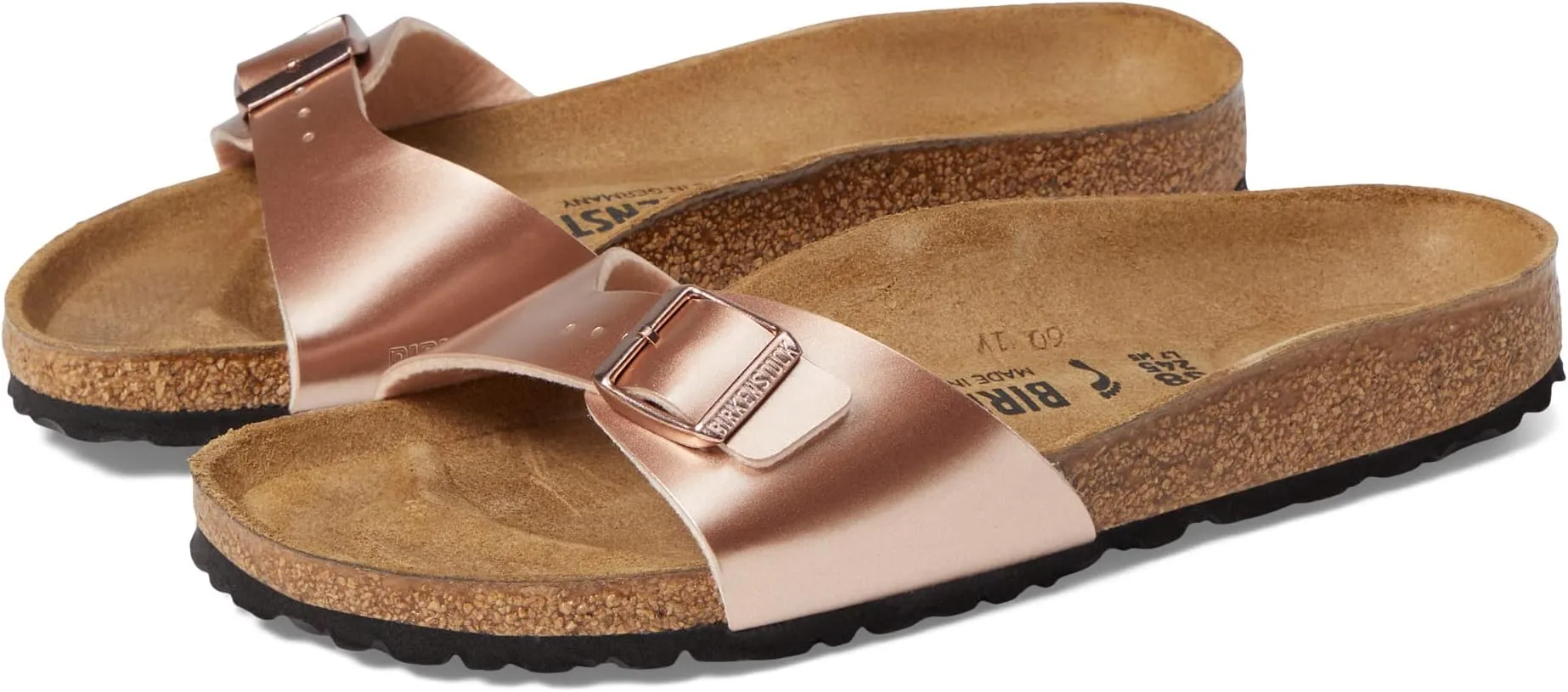 Madrid Flat Sandals - Birko-Flor & Birkibuc Birkenstock, Metallic Copper Birko-Flor