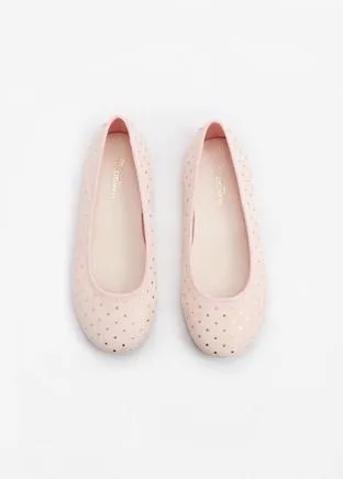 Mango Girls Pastel Pink Metallic Dots Ballerina Shoes