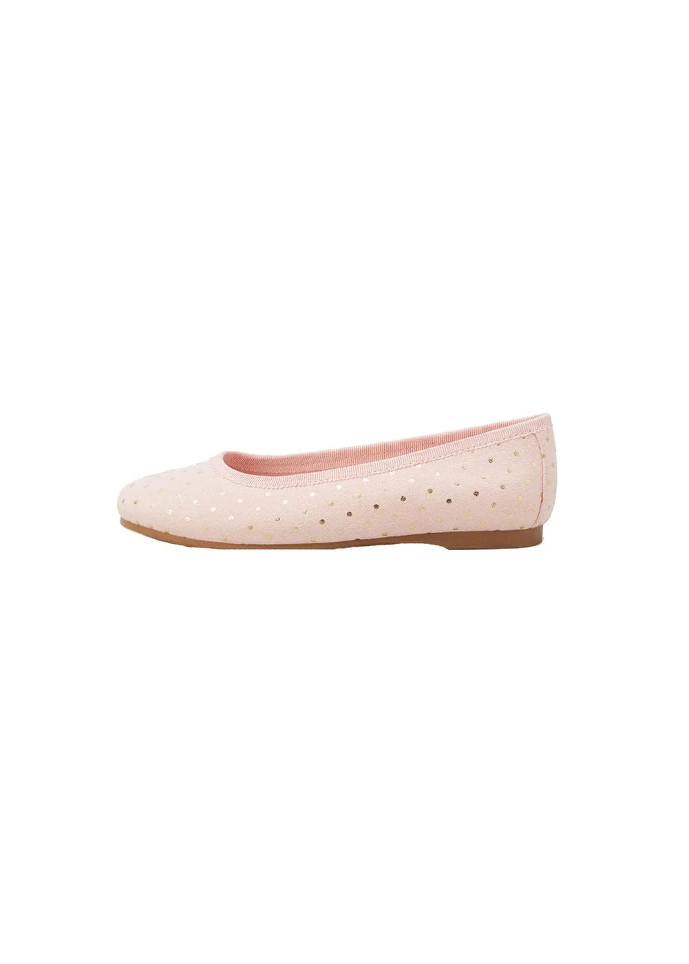 Mango Girls Pastel Pink Metallic Dots Ballerina Shoes