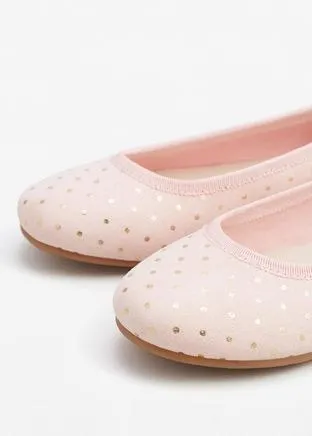 Mango Girls Pastel Pink Metallic Dots Ballerina Shoes