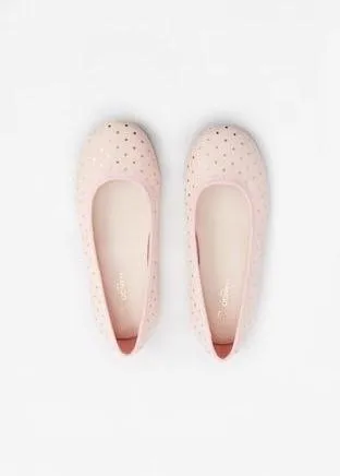 Mango Girls Pastel Pink Metallic Dots Ballerina Shoes