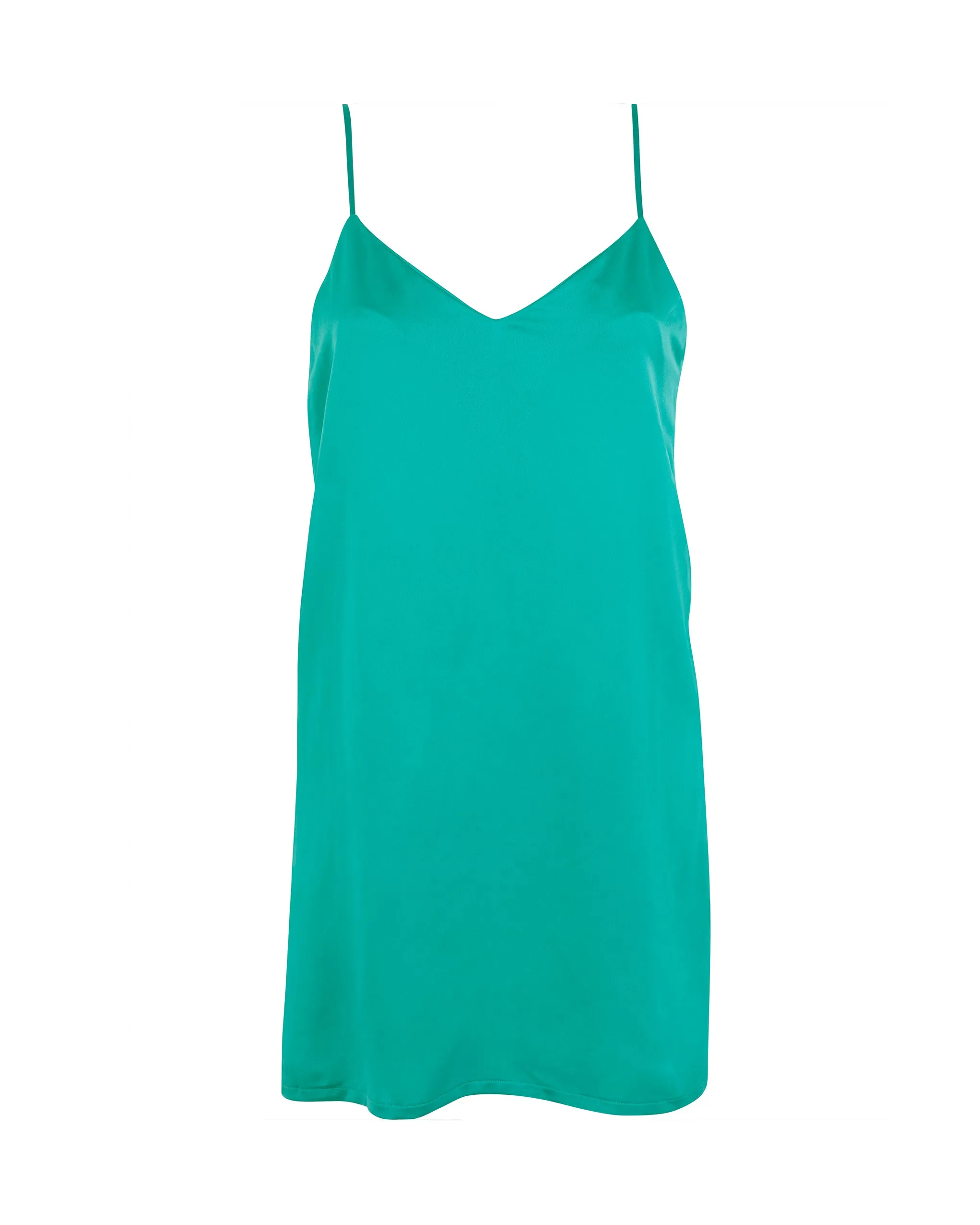 Margot Luxury Satin Short Chemise Columbia Green