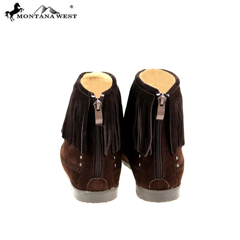 MBT-1903 Montana West Western Booties Genuine Hair-On Hide - Coffee By Size