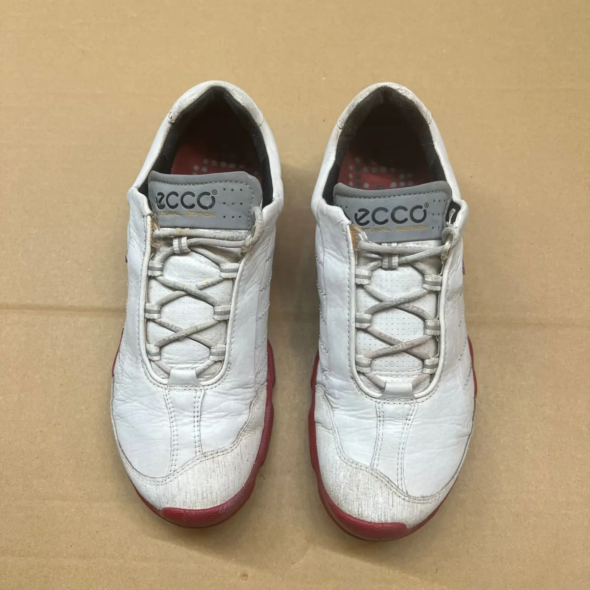 Men's Ecco Biom Golf Shoe •White/red  Gortex Yak Leather • Size 40