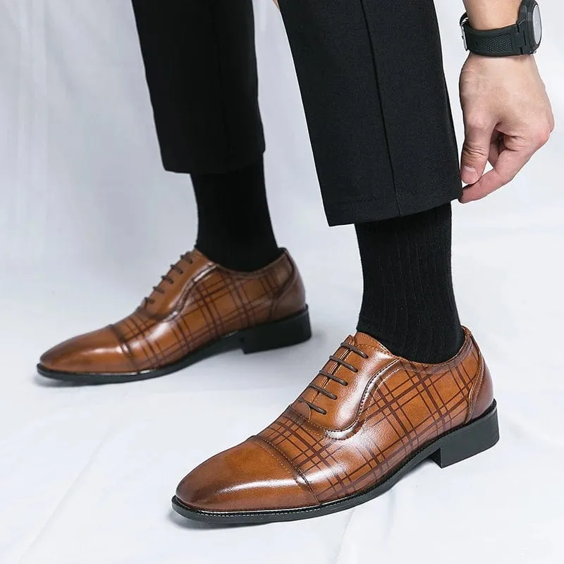 Men’s Luxury Formal Leather Derby Shoes – British Style Party & Wedding Footwear