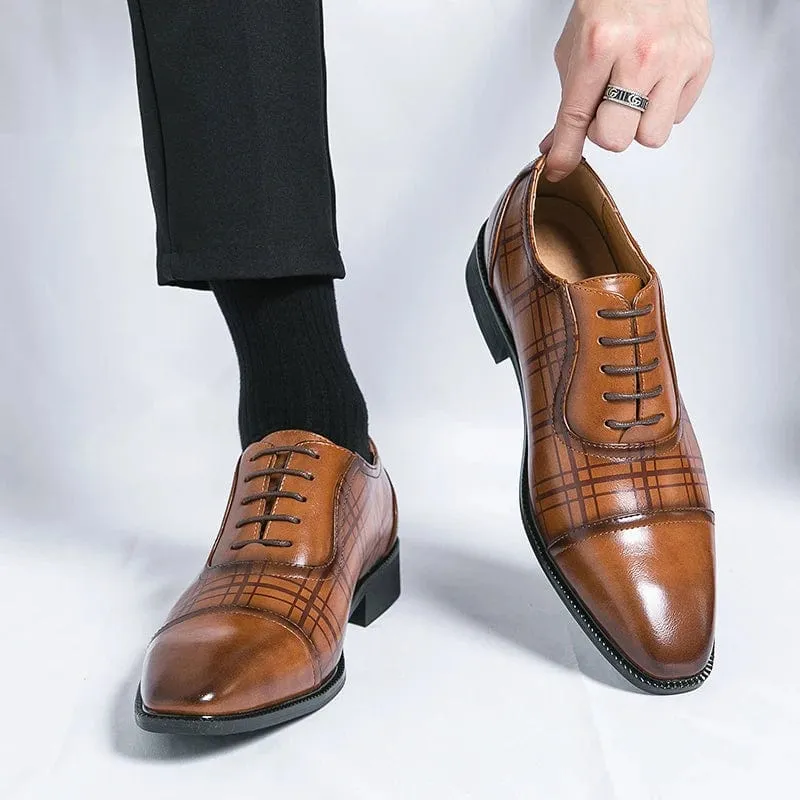 Men’s Luxury Formal Leather Derby Shoes – British Style Party & Wedding Footwear