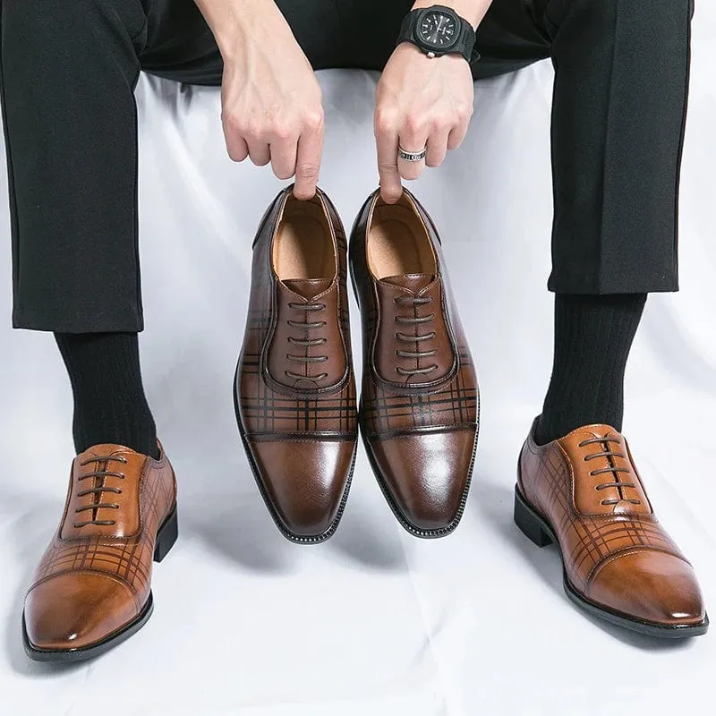 Men’s Luxury Formal Leather Derby Shoes – British Style Party & Wedding Footwear