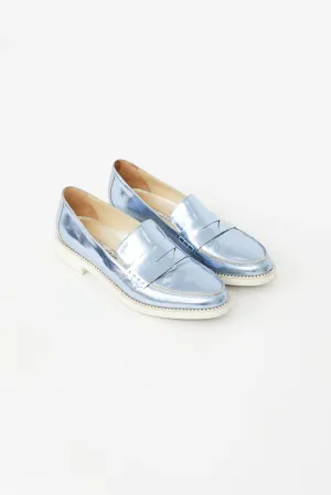 Metallic Blue Rhinestone Loafer