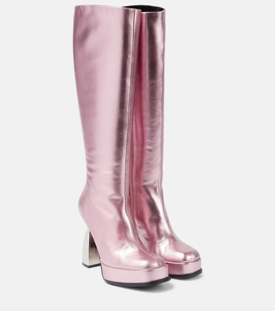 Metallic leather angel knee-high boots Nodaleto, pink