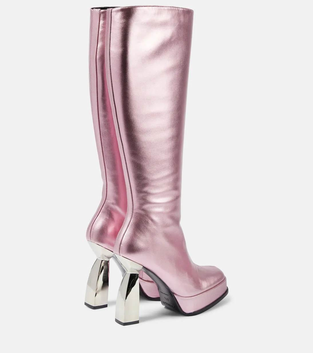 Metallic leather angel knee-high boots Nodaleto, pink