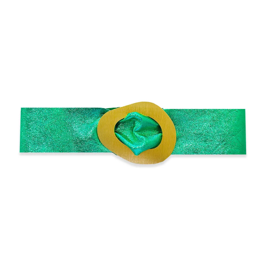 Metallic Leather Belt - Electric Green